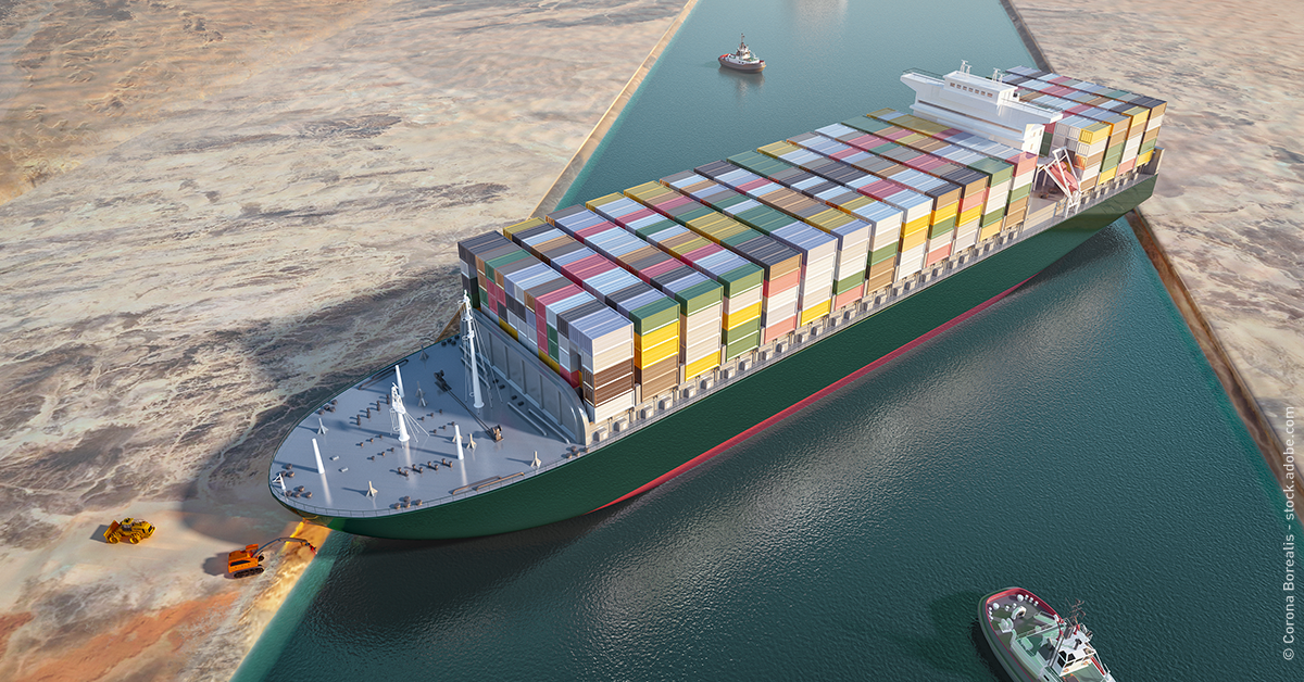 Portacontenedores bloqueando el Canal de Suez